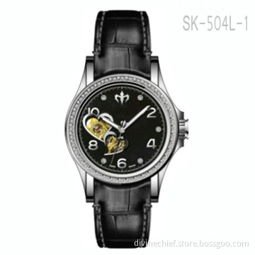 Newest Desigh Lady Watch Genuine Leather Watch Band Heart Shape Movement Watch For Lady